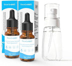 Pawimood waterless pet shampoo spray bottle close up showing transparent liquid formula.