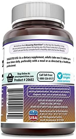 Amazing Nutrition L-Arginine tablets nutritional label details