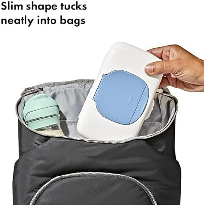 Side profile of OXO Tot On-The-Go Wipes Dispenser showing slim design