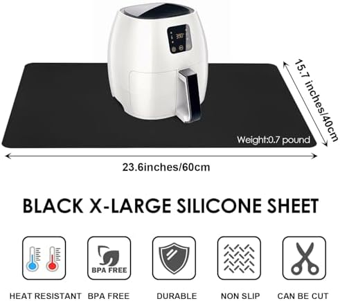 Anti slip black silicone table placemat holding dinnerware securely during family meal times