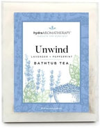hydraAromatherapy Unwind herbal bath sachet product layout