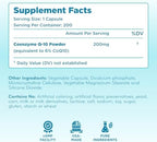 Clear Formulas Quick Absorption CoQ10 200mg supplement facts label detail