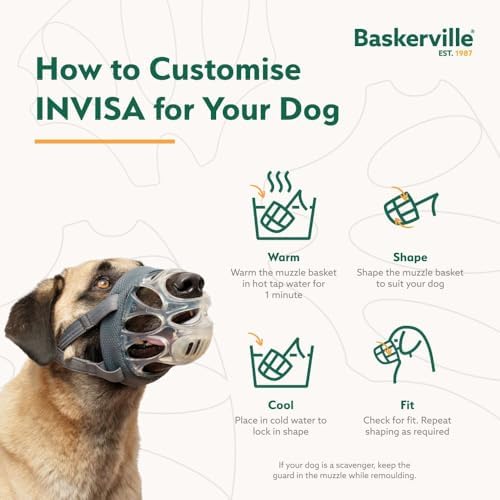 Packaging of Baskerville Invisa dog muzzle for medium dogs