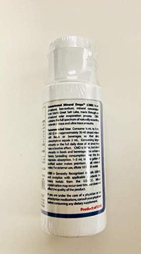 Side view of Lam Cmd low sodium ionic mineral drops packaging showing product details and country of origin