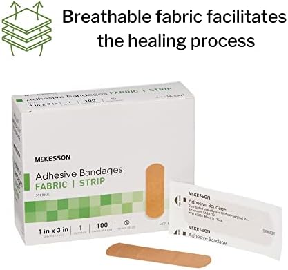 Individually wrapped McKesson medical grade fabric adhesive strips