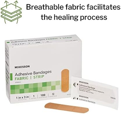 Individually wrapped McKesson medical grade fabric adhesive strips