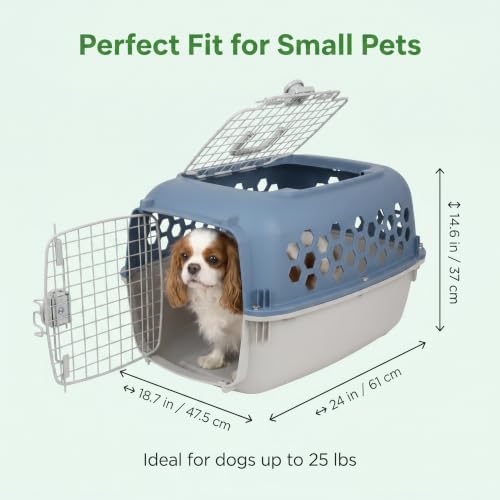 Small 2-Door Dog Kennel for Up to 25 lbs, Portable Travel Crate, Blue | Helps Create Security & Better Behavior Management;Lightweight & Easy to Carry;Dual-Door Convenience for Easier Interaction - Image 6