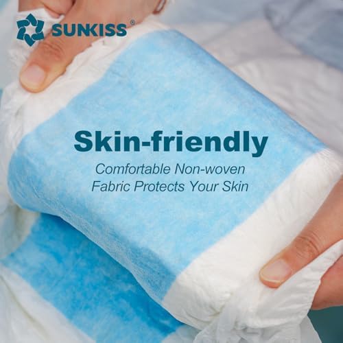 Demonstration of the refastenable plastic adhesive side tabs on SUNKISS TrustPlus unisex incontinence underwear.