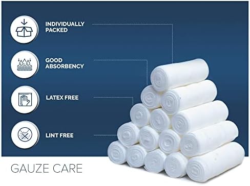 Individually wrapped 4 inch lint free gauze roll closeup view