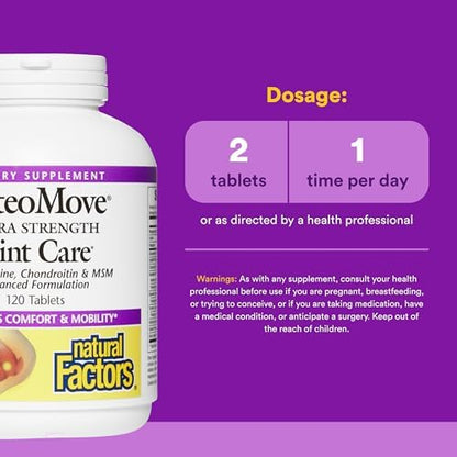 Natural Factors, OsteoMove Joint Care, Extra Strength Support for Joint and Bone Health, Non-GMO, 120 tablets (60 servings) - Image 4