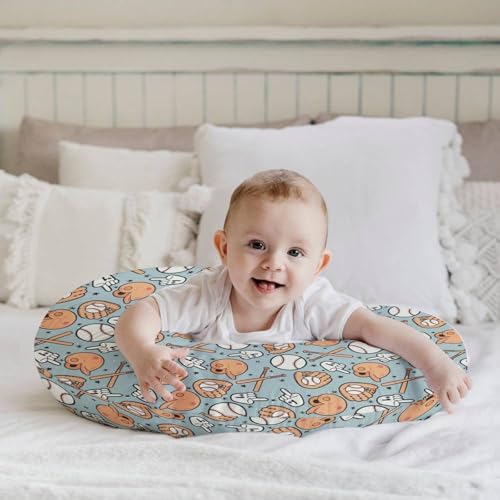 Side profile of HawSkgFub baseball themed nursing pillow cover