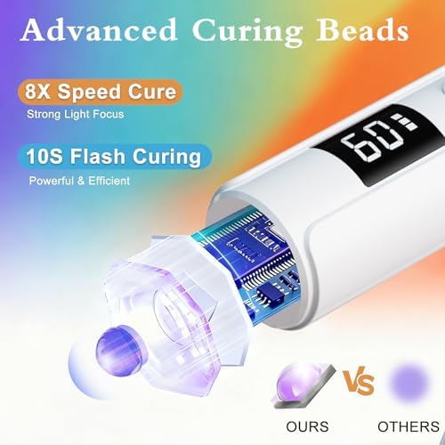 Close-up of the digital countdown display screen on the premium white dual-wavelength nail lamp.