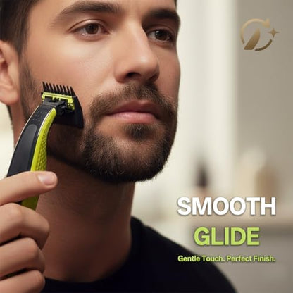 Secure lock design mechanism close up on premium trimmer replacement blade.