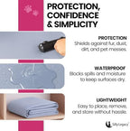 Versatile protective cover laid out on a living room sofa for pet protection.