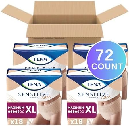 Tena Sensitive Care XL incontinence underwear packaging 72 count