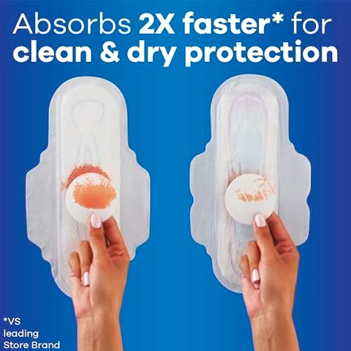 Always My Fit size 2 absorbent pads for women comparison chart
