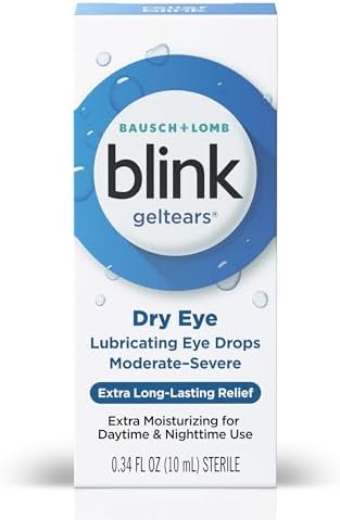 Bausch and Lomb Blink GelTears sterile solution bottle for long lasting hydration.