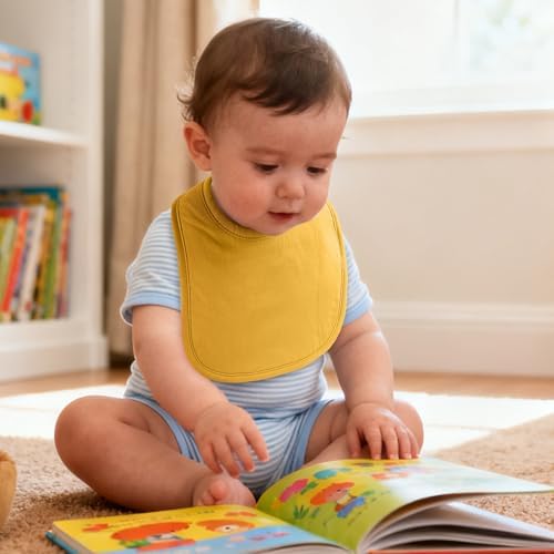 Back view of the absorbent polyester fleece backing on the infant feeding bib.