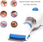 Ergonomic handle with anti slip bands on a stainless steel nit comb for better grip.