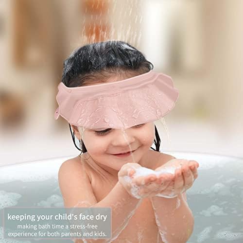 Child wearing KOMIDK pink bathing protection cap
