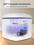 Grownsy sterilizer internal capacity showcasing baby bottles