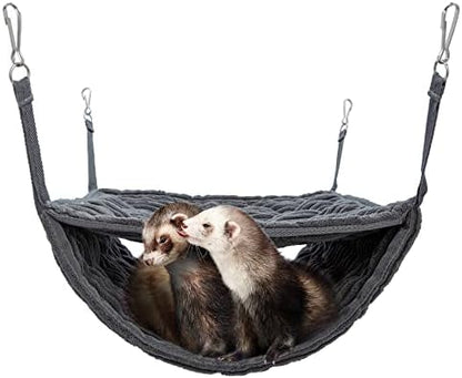 Niteangel double-decker hammock inside wire cage