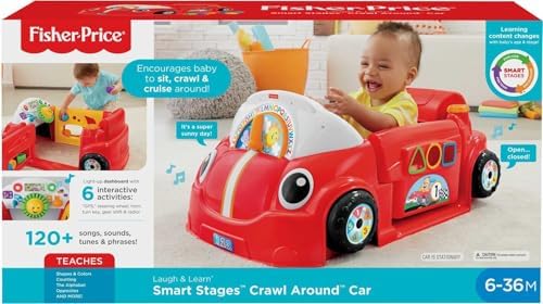 Fisher-Price crawling and standing assistance toy car for toddlers packaging view