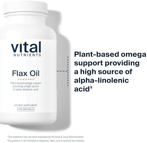 Cold pressed flax seed oil softgels by Vital Nutrients for plant based cardiovascular wellness