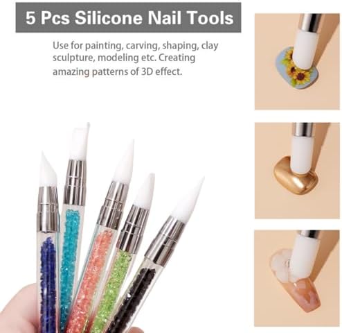 Transparent acrylic handle with embedded rhinestones on nail pen