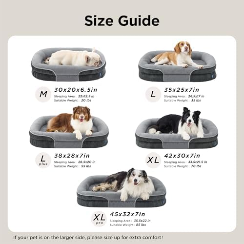 Bedsure Orthopedic Dog Beds Large Sized Dog - 360 degrees Oval Bolster Large Dogs Bed for Senior Dogs with Waterproof Washable Cover, Big Comfort Pet Sofa Couch with Ultra-Soft Fleece, Grey, 35" - Image 7