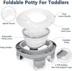 Toddler potty training seat showing folding mechanism