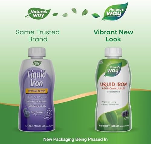 Nature's Way Liquid Iron 18mg gentle glycinate formula for energy metabolism support