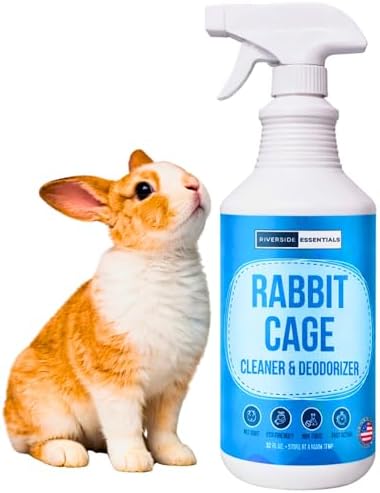 USA imported bunny habitat deodorizer spray application on a plastic litter tray surface