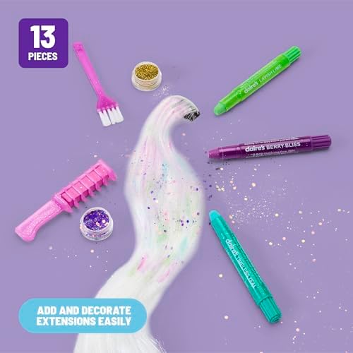 Components of Claire's hair styling kit including hair extensions and tools