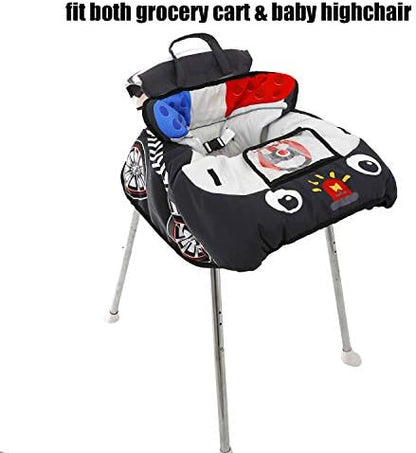 HIVVI premium infant cart liner showing the clear touchscreen phone pocket playing media for child entertainment