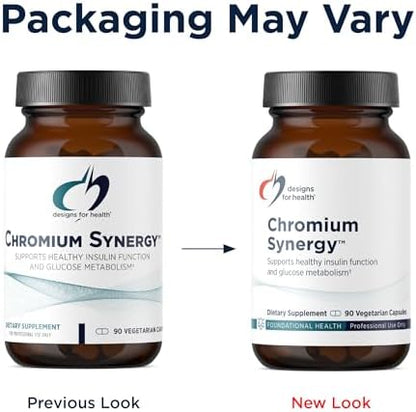 Designs for Health Chromium Synergy non-GMO vegetarian capsules metabolic supplement bottle