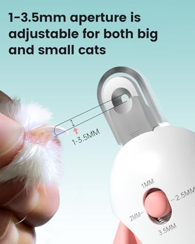 Safe round hole cat nail clipper adjustable settings from 1 millimeter to 3.5 millimeters.