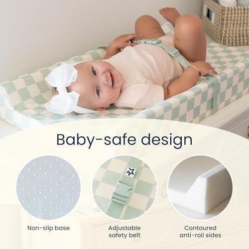 Tiny Twinkle changing pad angled view showing contoured sides