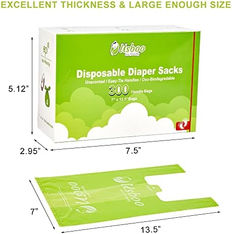 USBOO green waste bags showing easy tie handles