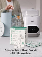 Grownsy bottle washer tablets removing milk residue from baby bottles