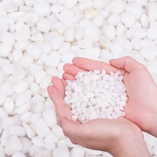 Close up of 3/8 inch polished white aquarium stones