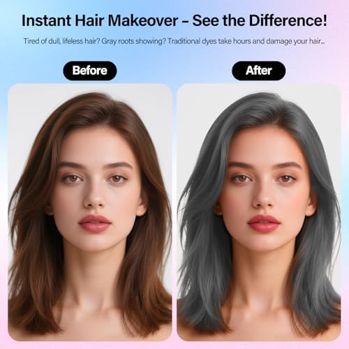 Instant grey hair dye transformation effect for cosplay and festive party styling