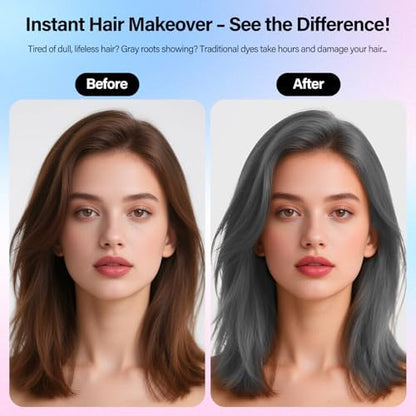 Instant grey hair dye transformation effect for cosplay and festive party styling