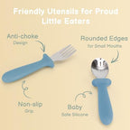 Close up view of stainless steel spoon head from Eascrozn utensil set