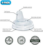 Four pack replacement spouts displayed to showcase the flexible food grade material.