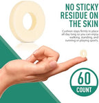 Self-adhesive soft foam callus pads for friction protection in shoes.