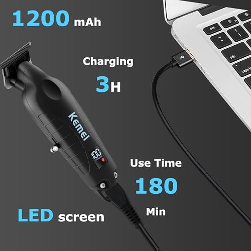Kemei KM 2293 beard trimmer integrated LCD battery display illuminated screen view