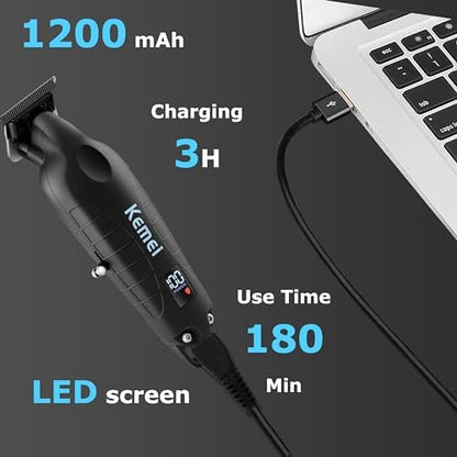 Kemei KM 2293 beard trimmer integrated LCD battery display illuminated screen view