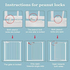 WAOWAO pressure mounted toddler gate showing the automatic close feature at a wide doorway