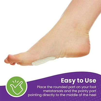 Twelve piece value pack of white felt metatarsal inserts for men and women.